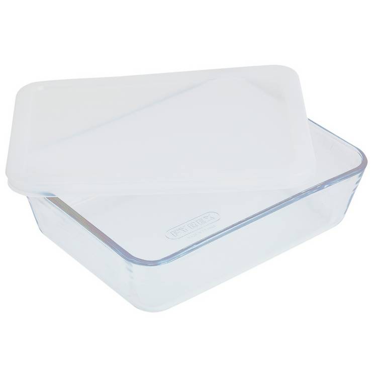 Pyrex Set of 2 Glass Roasters with Plastic Storage Lids