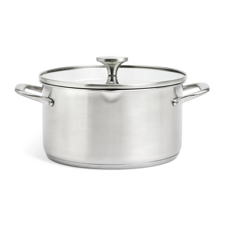 Habitat 24cm Brushed Stainless Steel Stock Pot