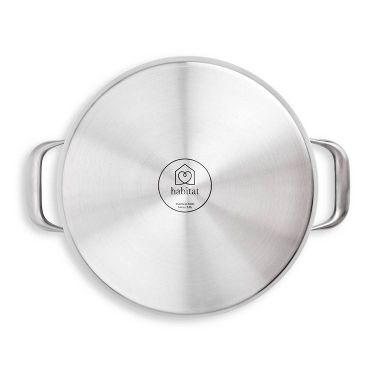 Habitat 24cm Brushed Stainless Steel Stock Pot