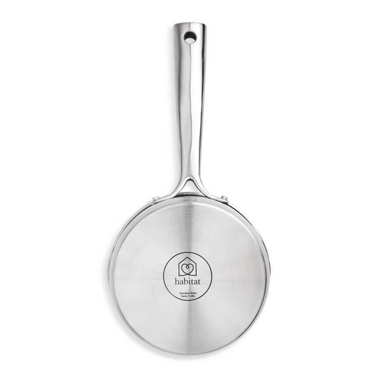 Habitat 16cm Brushed Stainless Steel Saucepan