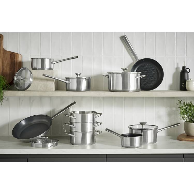 Habitat 16cm Brushed Stainless Steel Saucepan