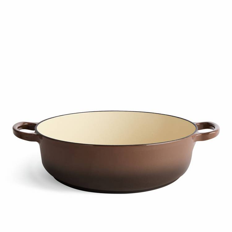 Habitat 4 Litre Shallow Cast Iron Casserole Dish - Chocolate