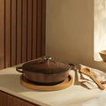 Habitat 4 Litre Shallow Cast Iron Casserole Dish - Chocolate