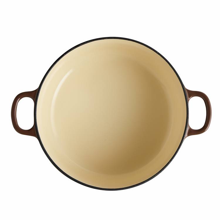 Habitat 4 Litre Shallow Cast Iron Casserole Dish - Chocolate