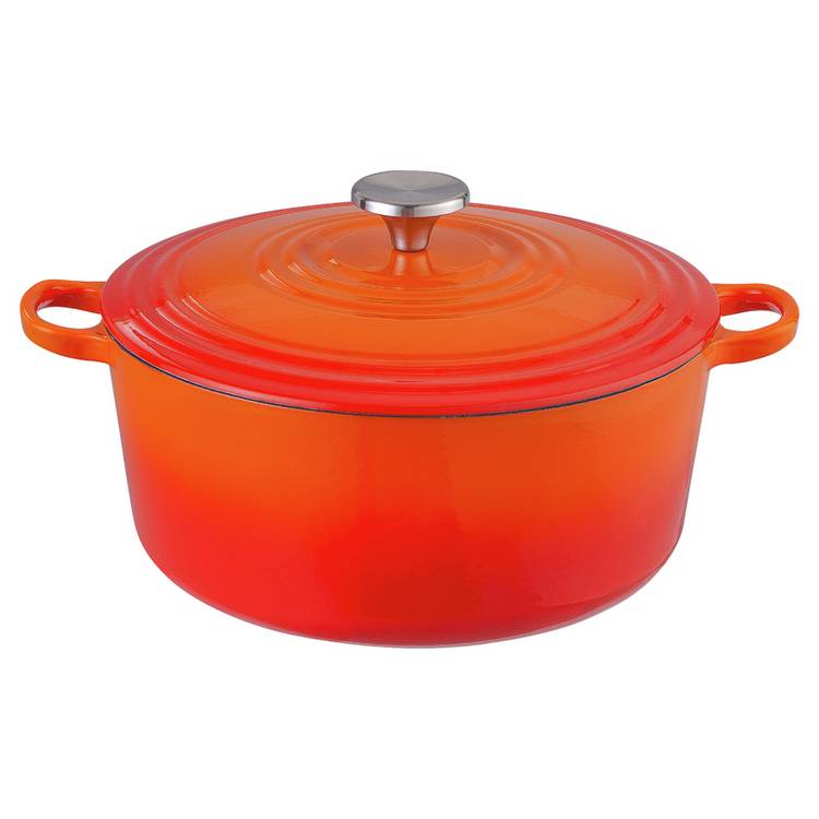 Habitat 5.3 Litre Cast Iron Casserole Dish - Orange